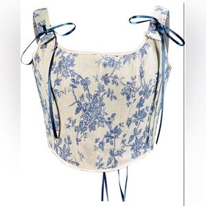 Blue Floral Corset Top